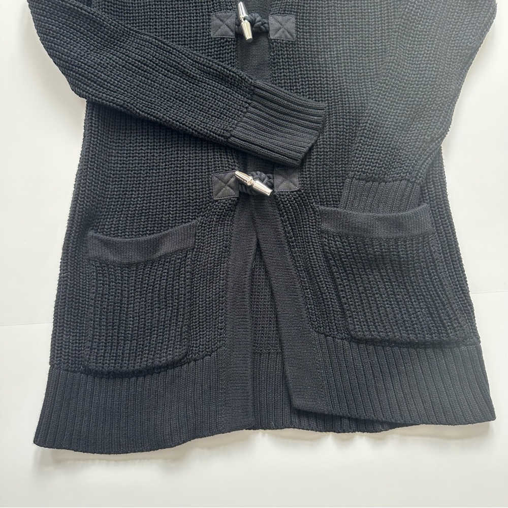 Ralph Lauren Black 100% Cotton Knit Shawl Collar Toggle Cardigan Women’s Sz Med - Picture 2 of 10